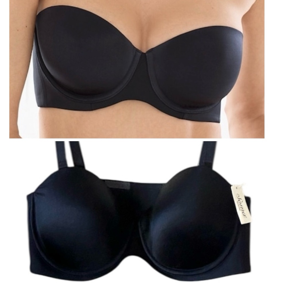 NWT Soma Underwire Padded Cup Bra BlackVanishing Strapless Convertible Size 38D